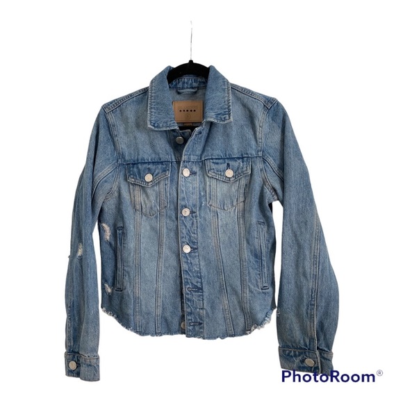 BLANK NYC Raw Hem Distressed Denim Jean Jacket: size Small - Picture 7 of 14